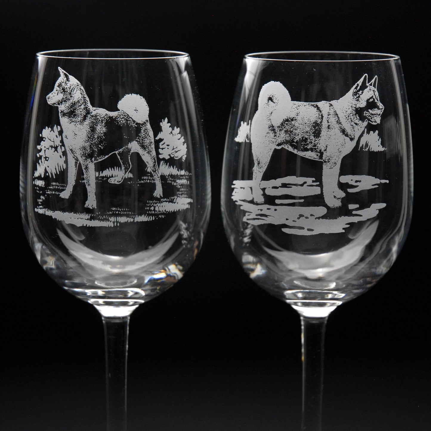 Akita Dog Crystal Wine Glass - Hand Etched/Engraved Gift
