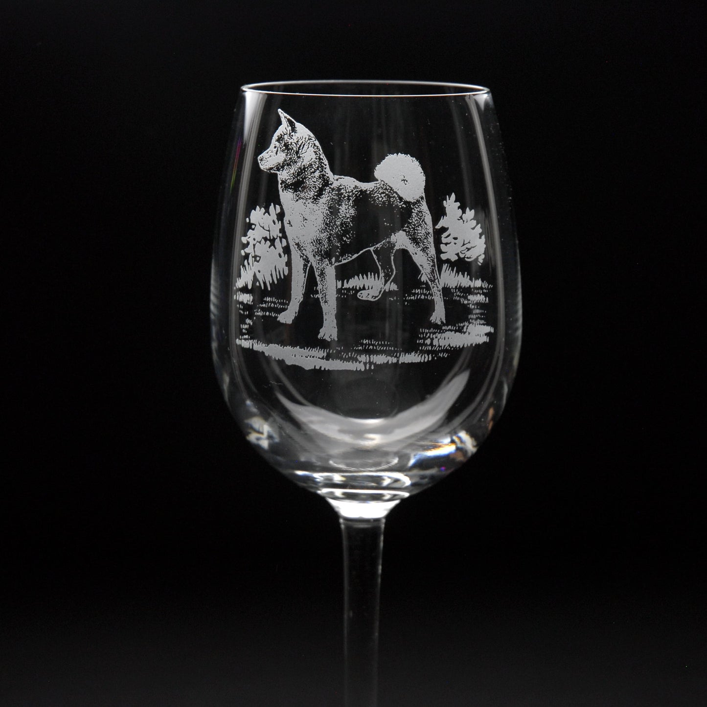 Akita Dog Crystal Wine Glass - Hand Etched/Engraved Gift