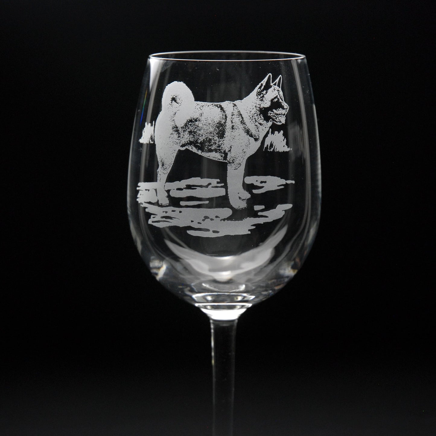 Akita Dog Crystal Wine Glass - Hand Etched/Engraved Gift