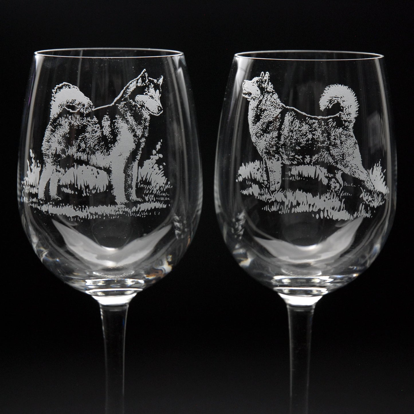 Alaskan Malamute Dog Crystal Wine Glass - Hand Etched/Engraved Gift