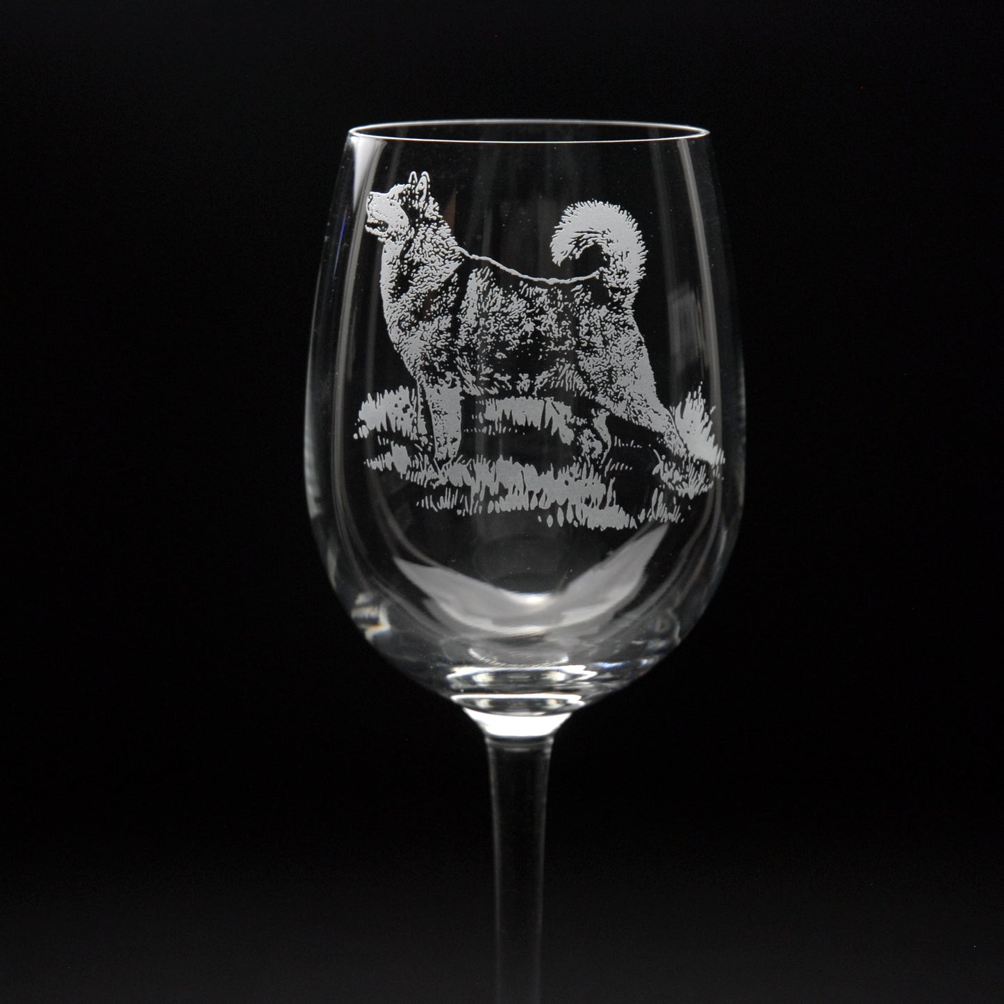 Alaskan Malamute Dog Crystal Wine Glass - Hand Etched/Engraved Gift