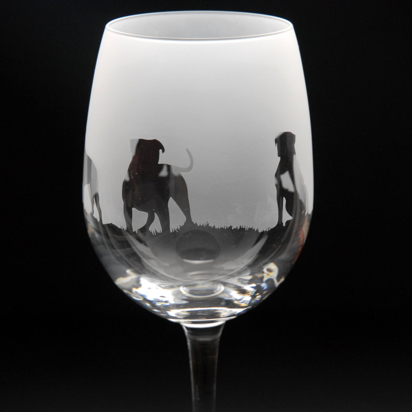 American Bulldog Dog Crystal Wine Glass - Hand Etched/Engraved Gift