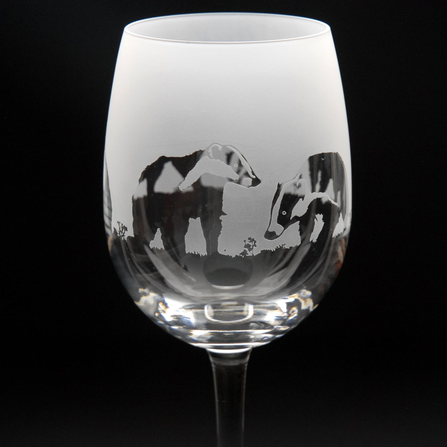 Badger Crystal Wine Glass - Hand Etched/Engraved Gift