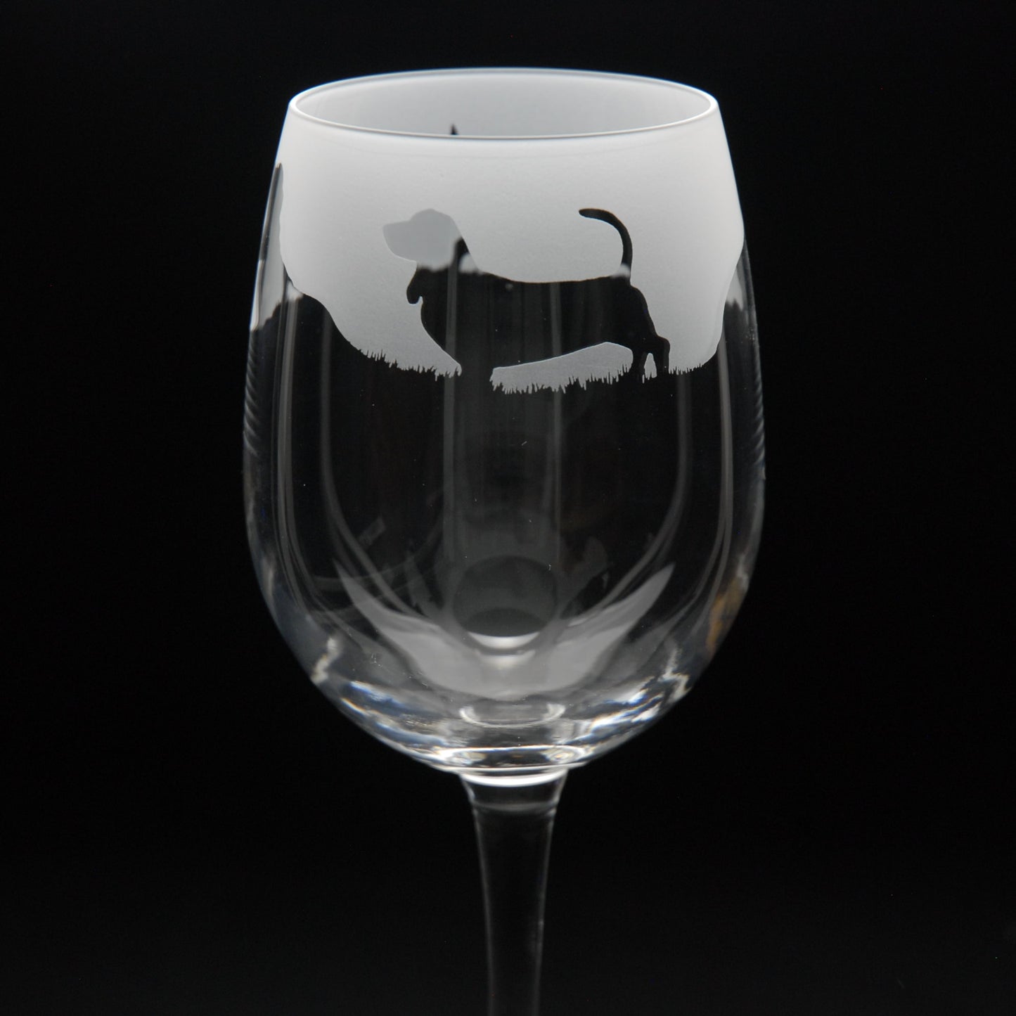 Basset Hound Dog Crystal Wine Glass - Hand Etched/Engraved Gift