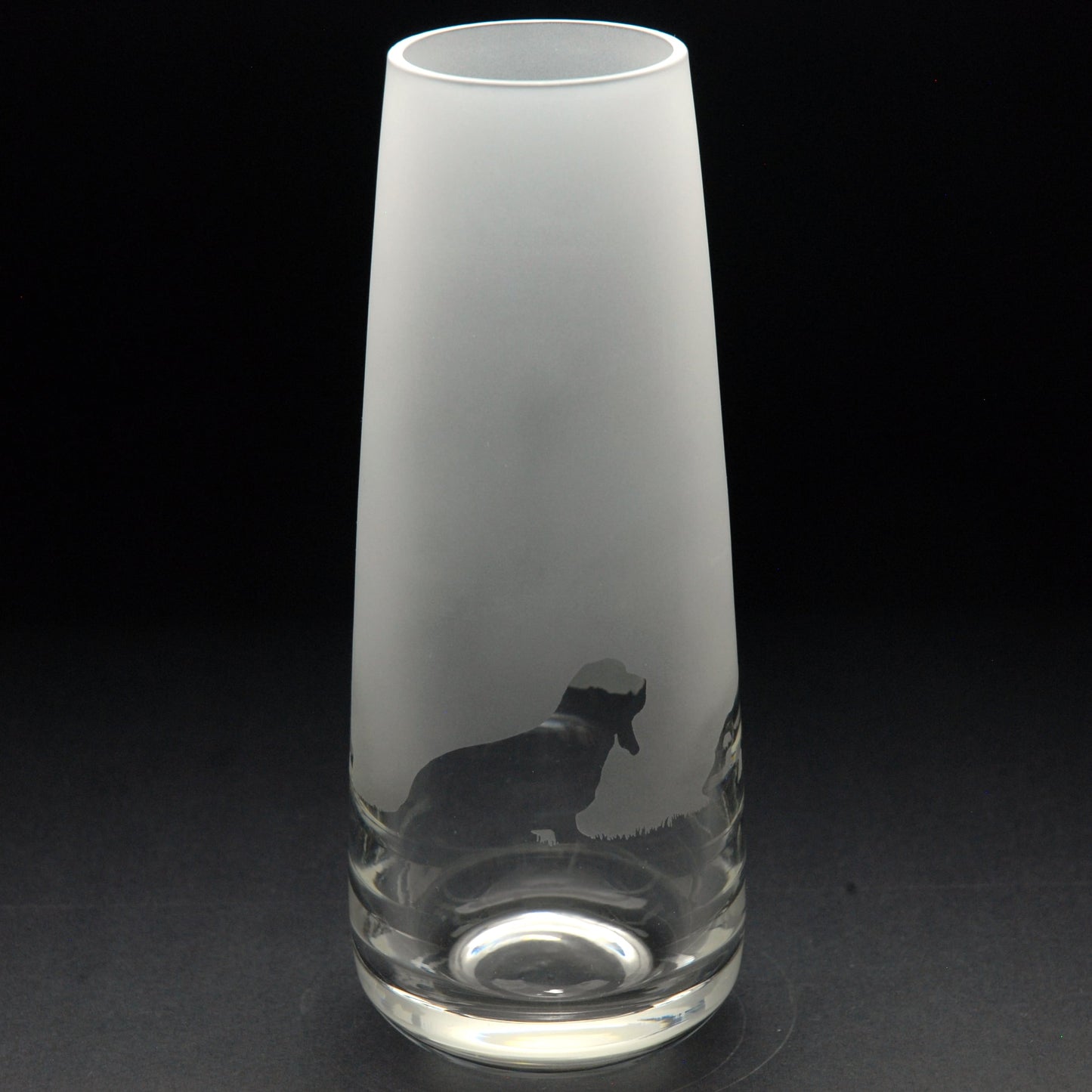 Basset Hound Dog Glass Bud Vase - Hand Etched/Engraved Gift