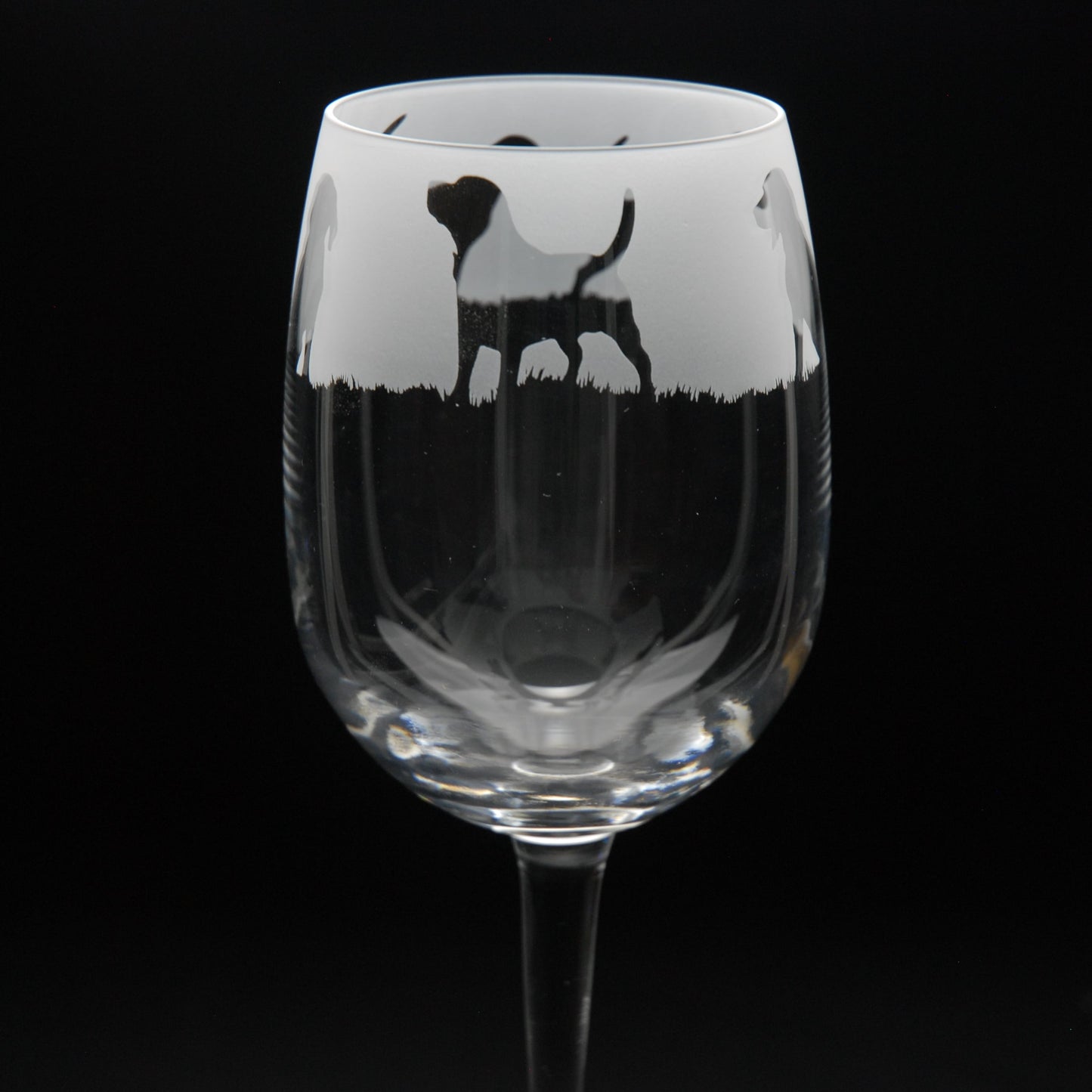 Beagle Dog Crystal Wine Glass - Hand Etched/Engraved Gift