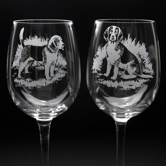 Beagle Dog Crystal Wine Glass - Hand Etched/Engraved Gift