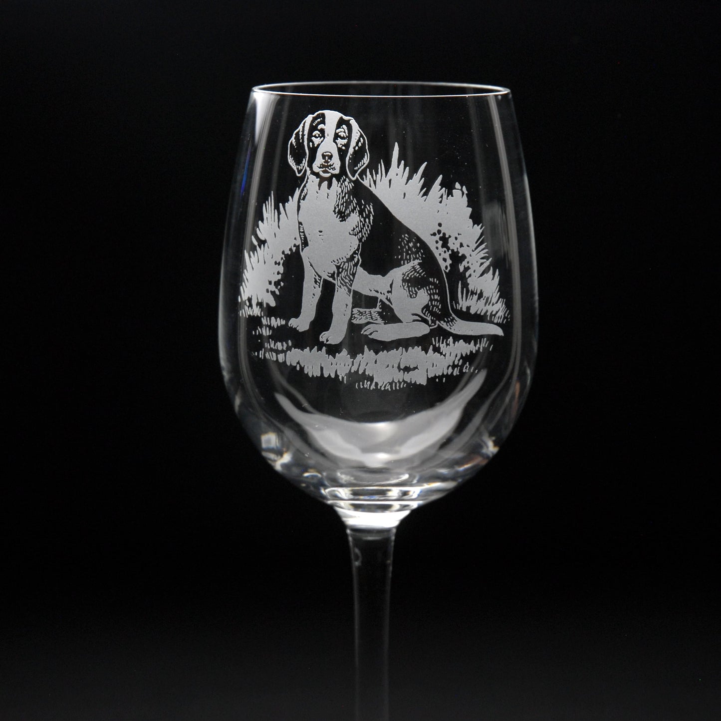 Beagle Dog Crystal Wine Glass - Hand Etched/Engraved Gift