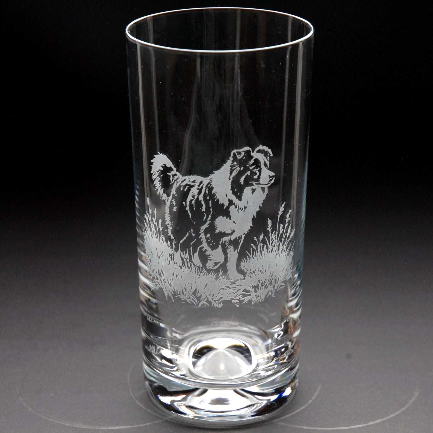 Border Collie Dog Highball Glass - Hand Etched/Engraved Gift