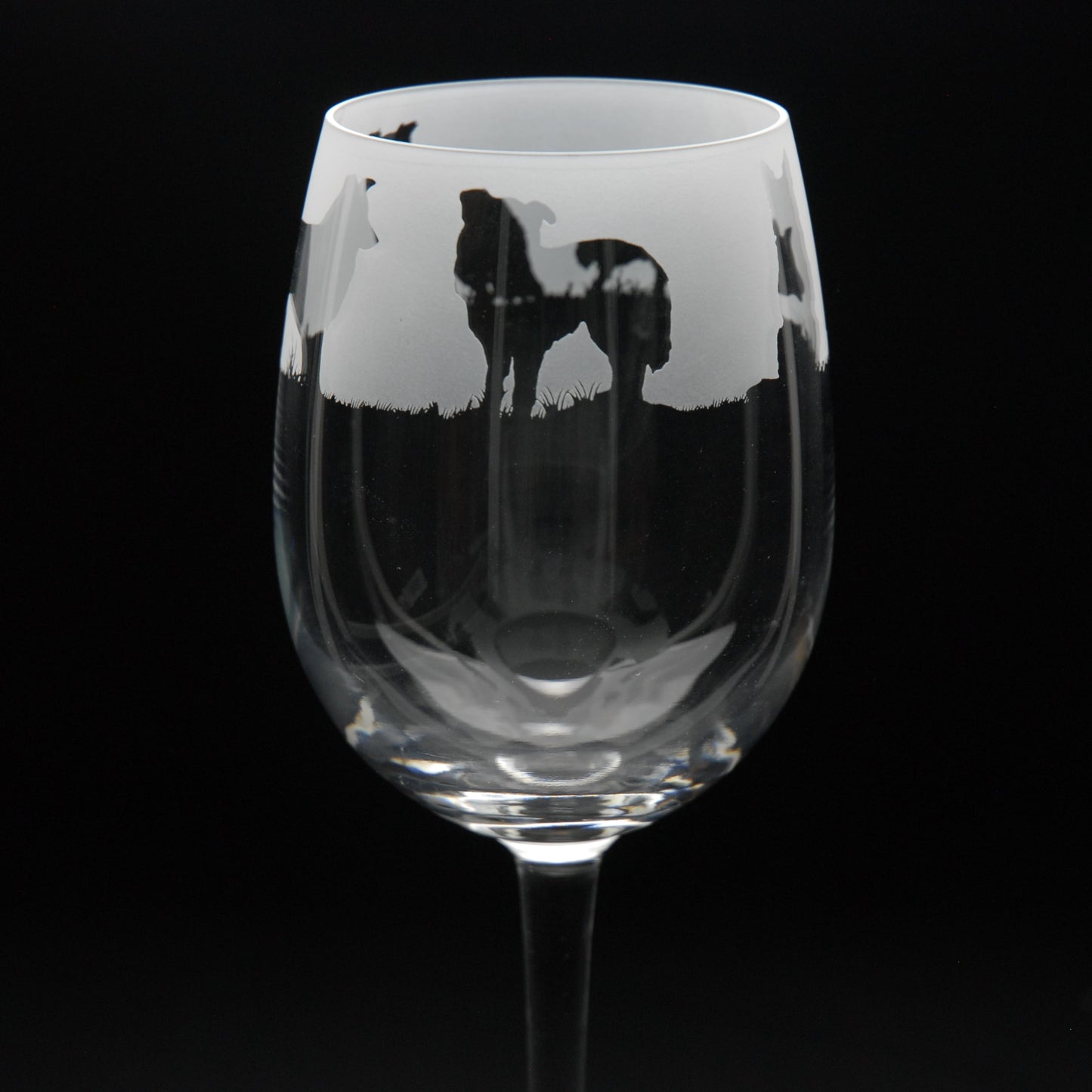 Border Collie Dog Crystal Wine Glass - Hand Etched/Engraved Gift