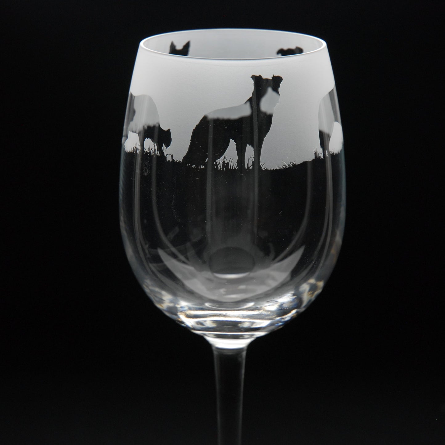 Border Collie Dog Crystal Wine Glass - Hand Etched/Engraved Gift