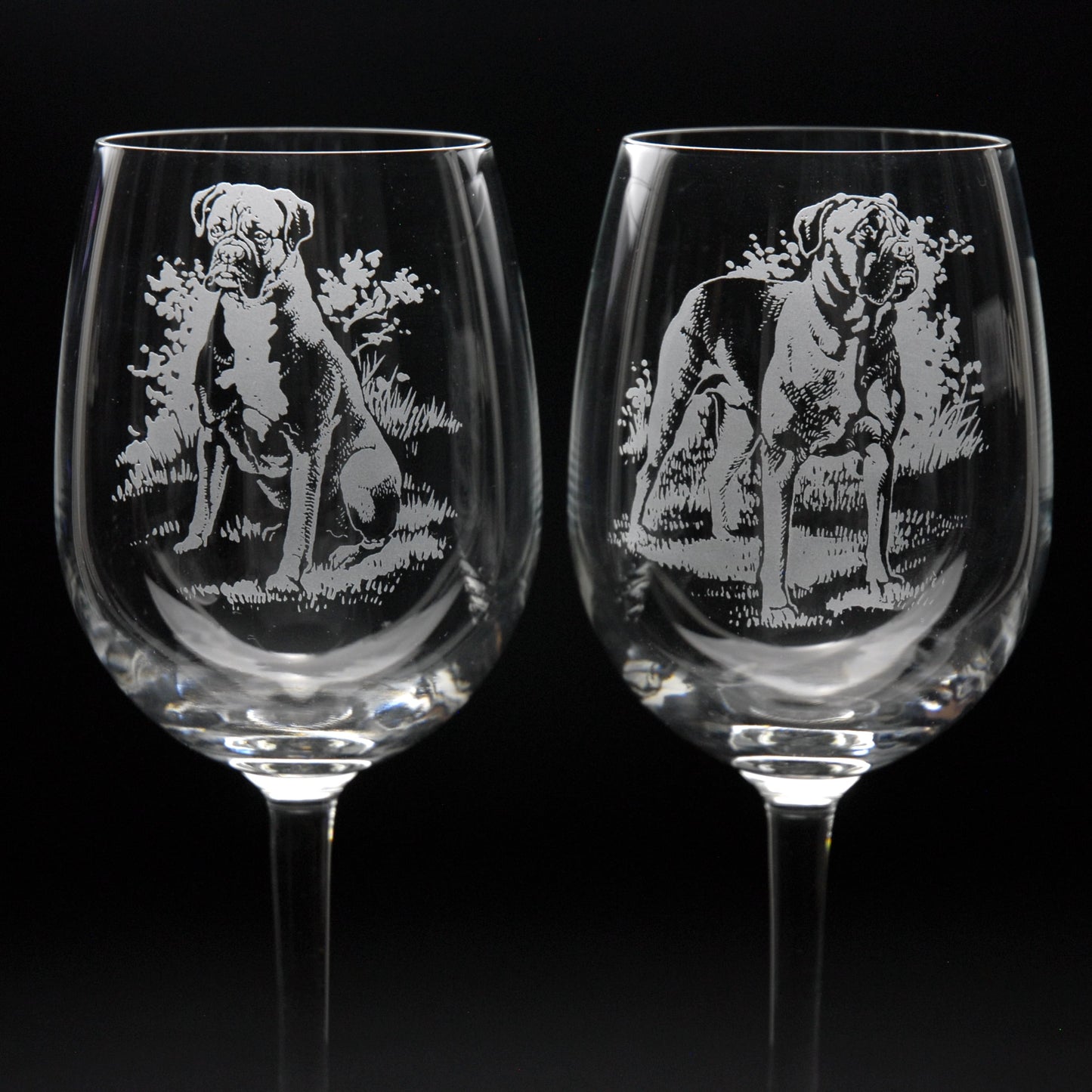 Boxer Dog Crystal Wine Glass - Hand Etched/Engraved Gift