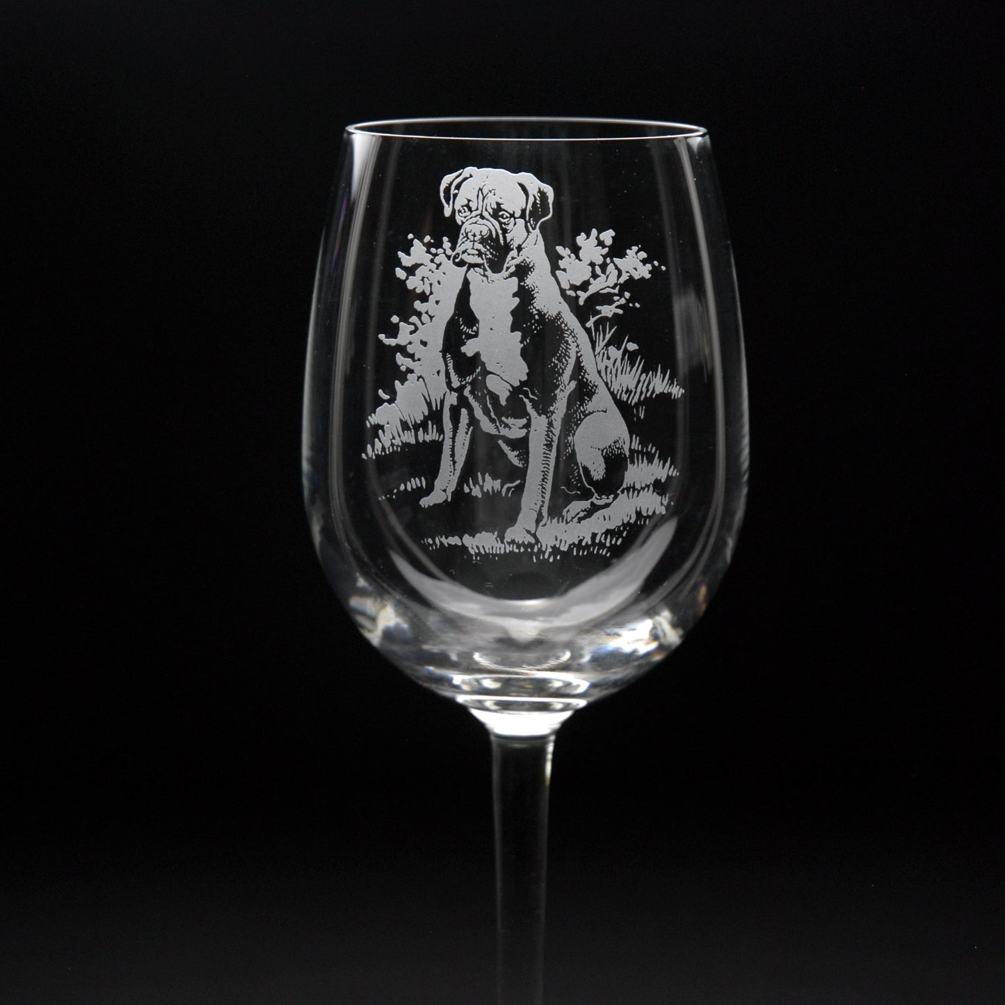 Boxer Dog Crystal Wine Glass - Hand Etched/Engraved Gift