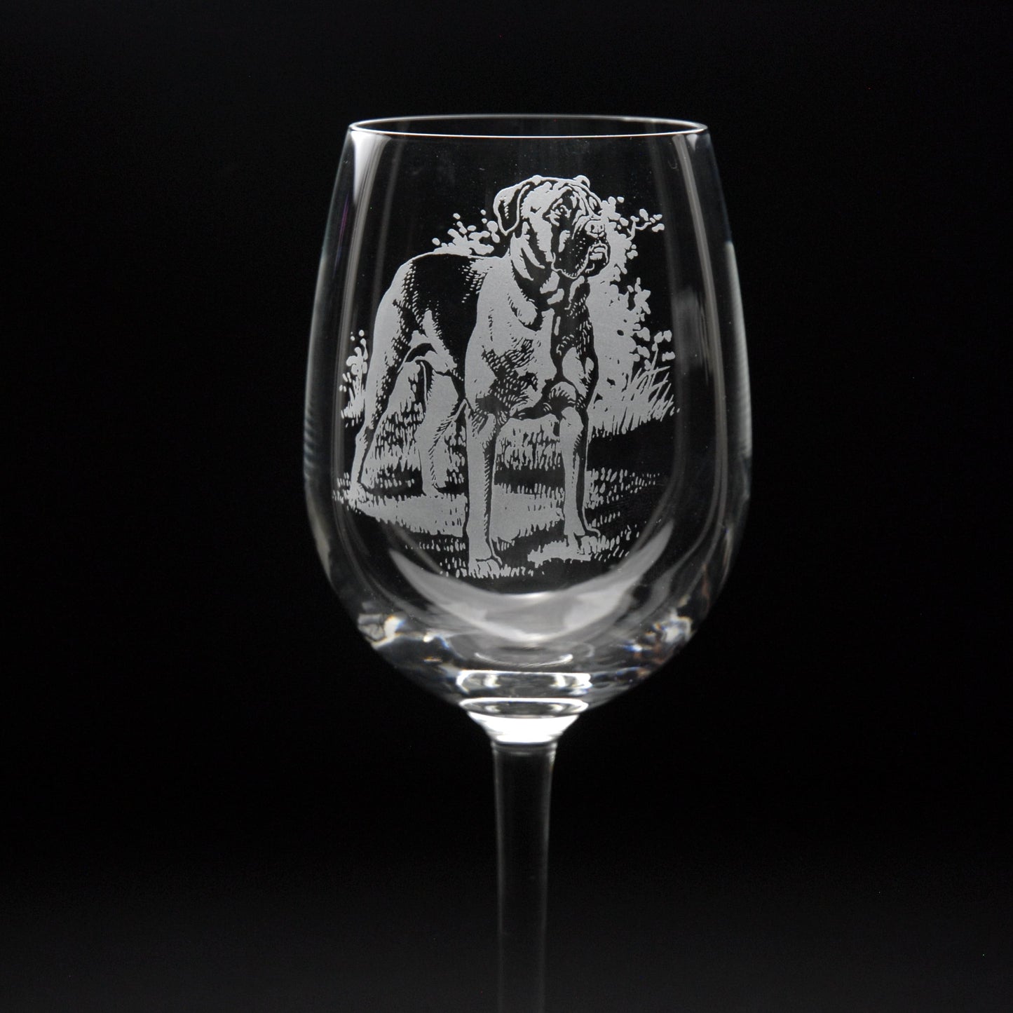 Boxer Dog Crystal Wine Glass - Hand Etched/Engraved Gift