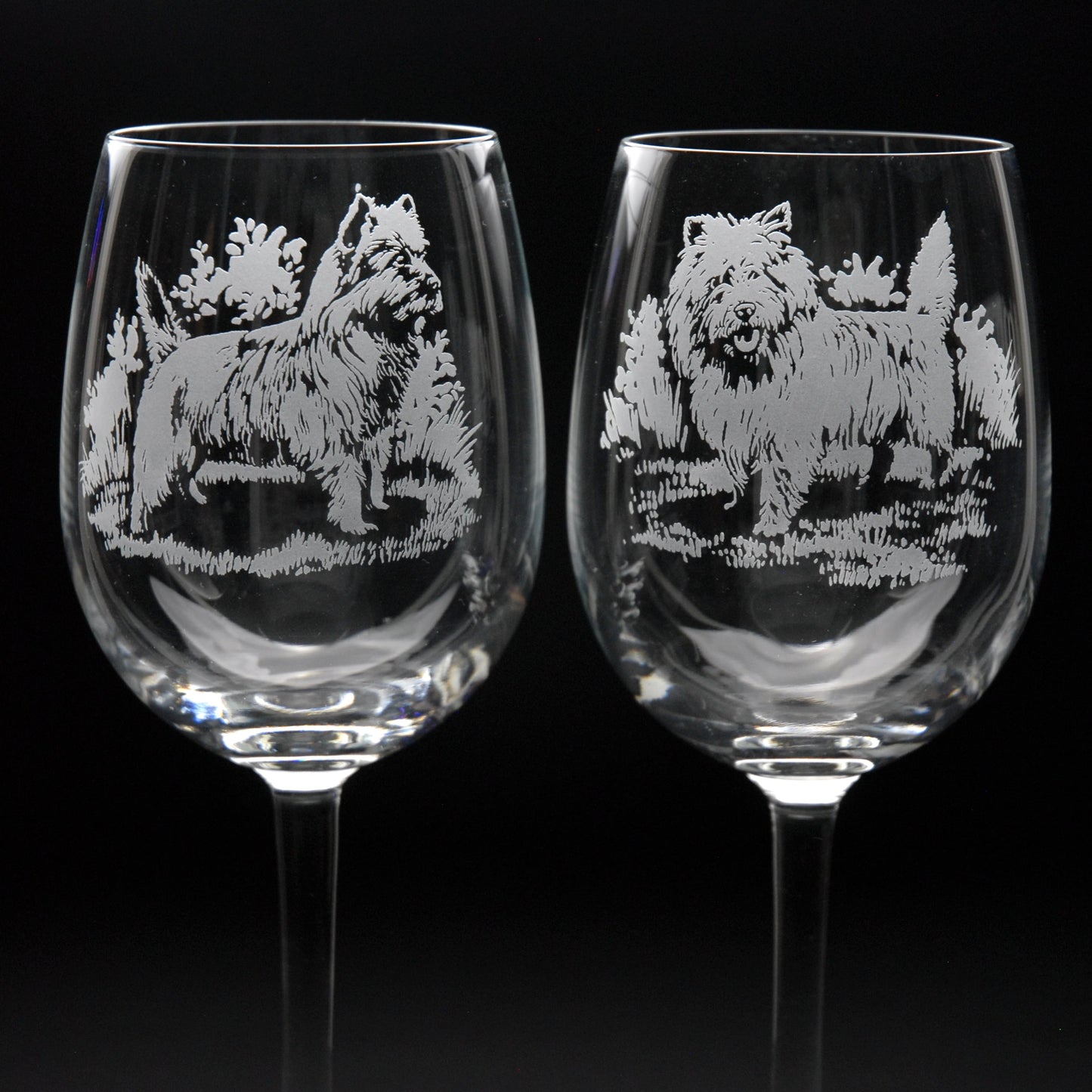 Cairn Terrier Dog Crystal Wine Glass - Hand Etched/Engraved Gift