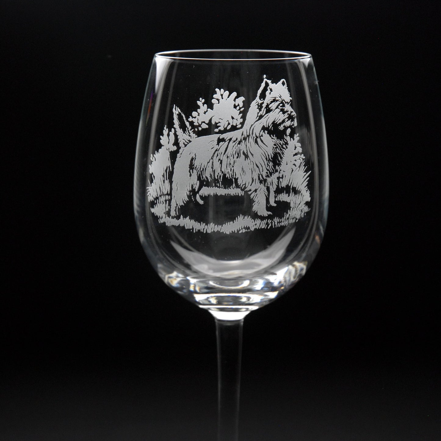 Cairn Terrier Dog Crystal Wine Glass - Hand Etched/Engraved Gift