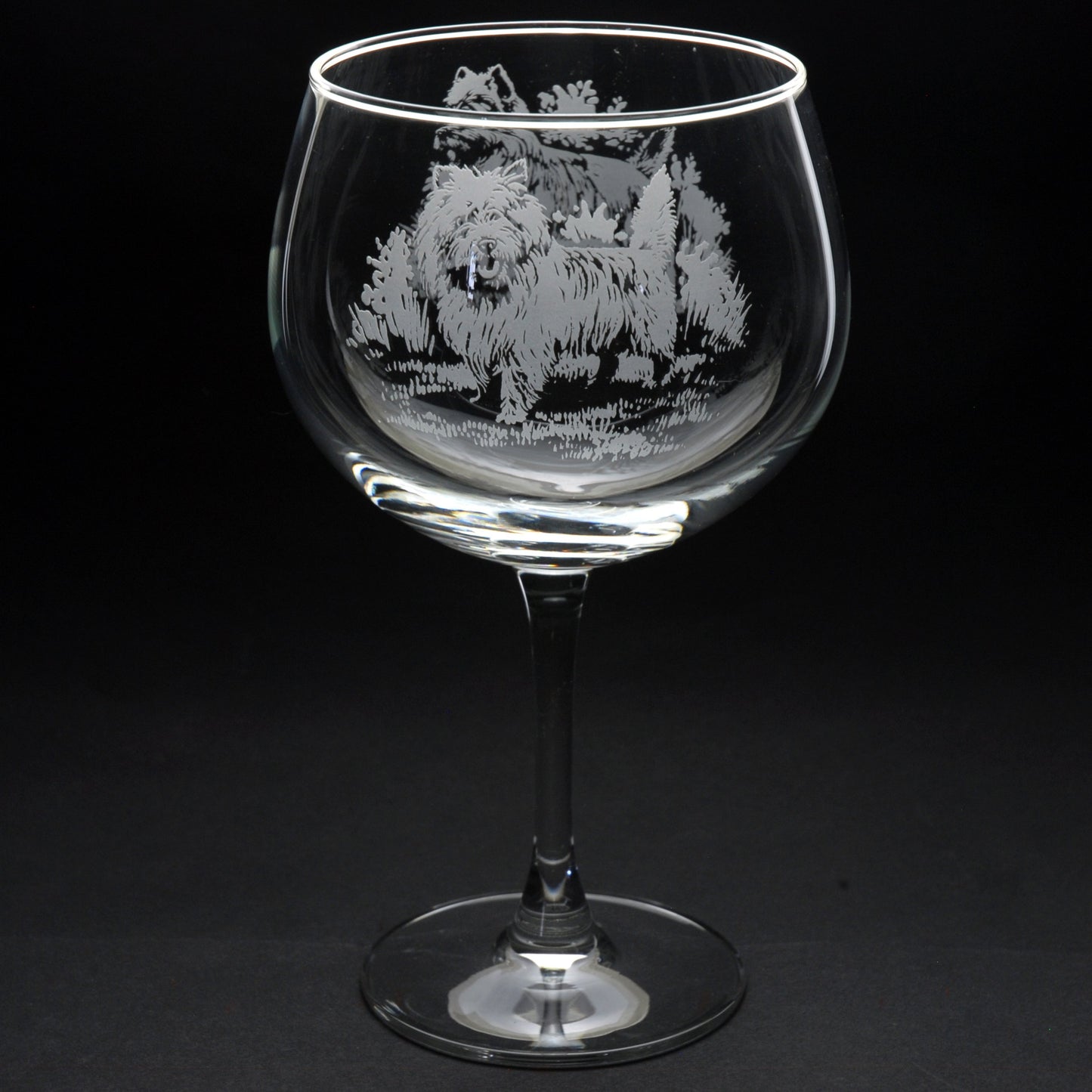 Cairn Terrier Dog Gin Cocktail Glass - Hand Etched/Engraved Gift
