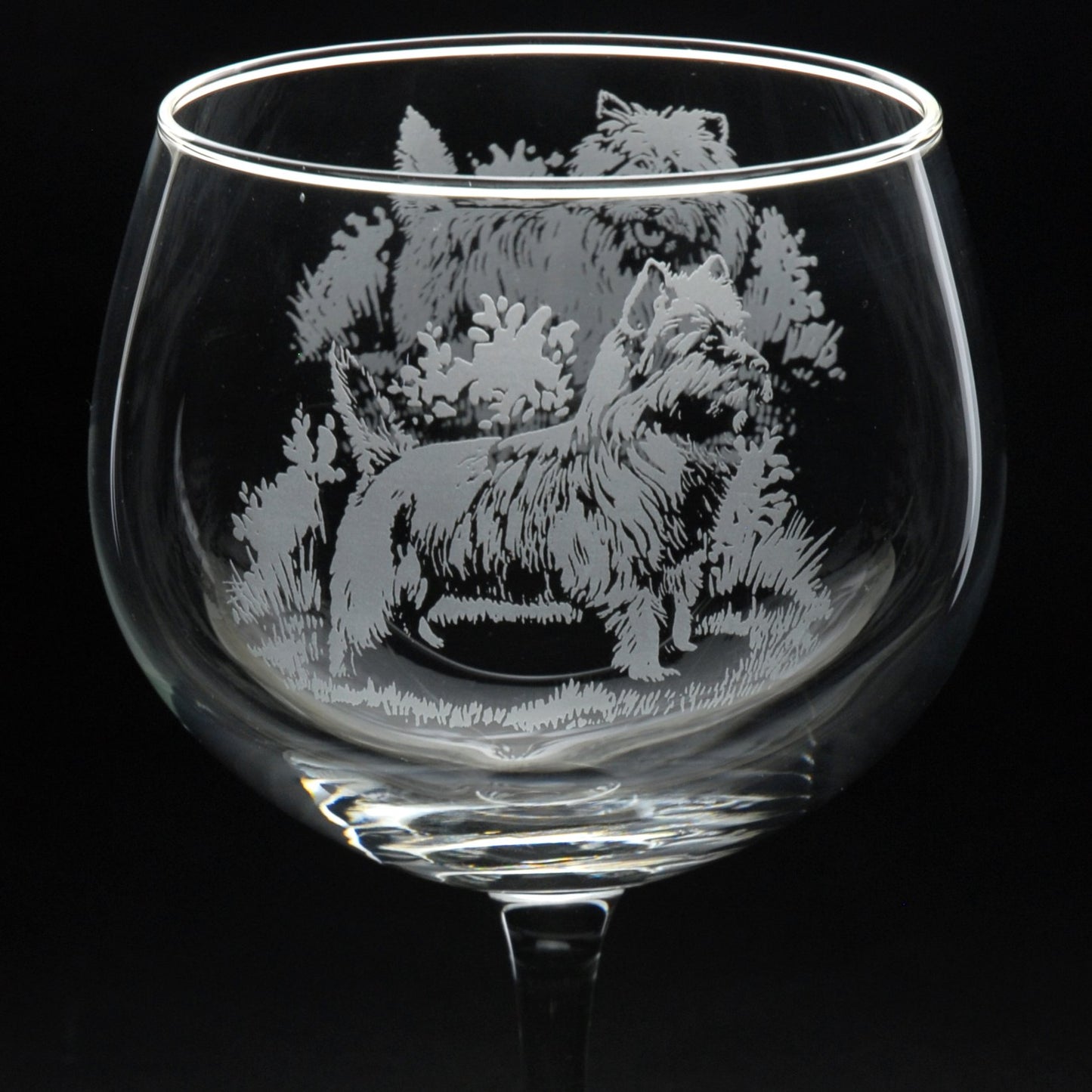 Cairn Terrier Dog Gin Cocktail Glass - Hand Etched/Engraved Gift