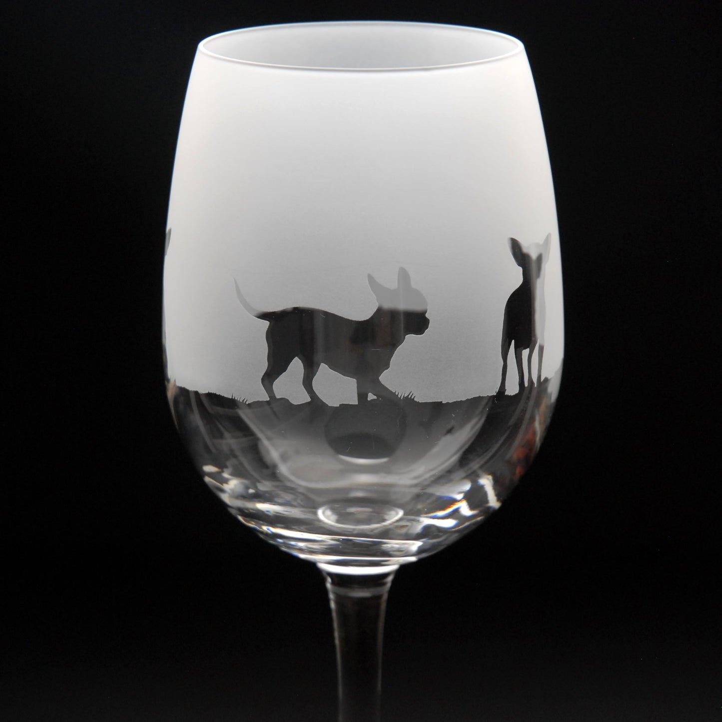 Chihuahua Dog Crystal Wine Glass - Hand Etched/Engraved Gift