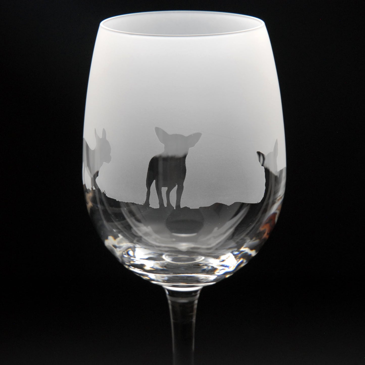 Chihuahua Dog Crystal Wine Glass - Hand Etched/Engraved Gift