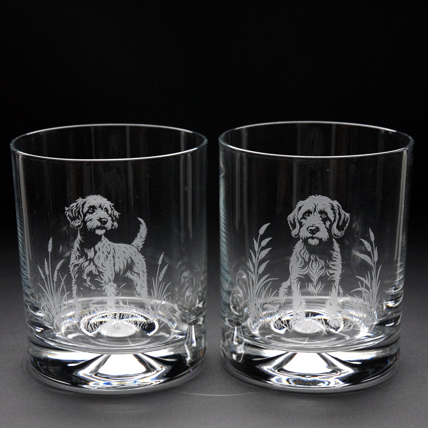 Cockapoo Dog Whiskey Tumbler Glass - Hand Etched/Engraved Gift