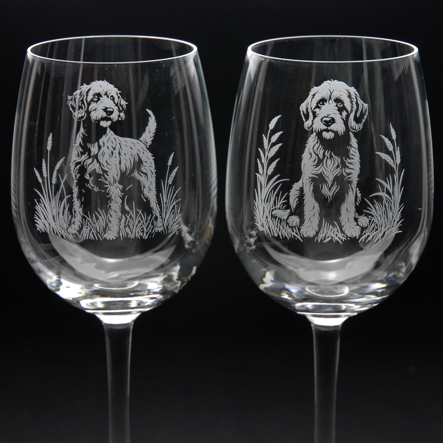 Cockapoo Dog Crystal Wine Glass - Hand Etched/Engraved Gift