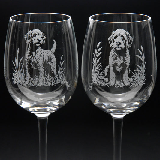Cockapoo Dog Crystal Wine Glass - Hand Etched/Engraved Gift