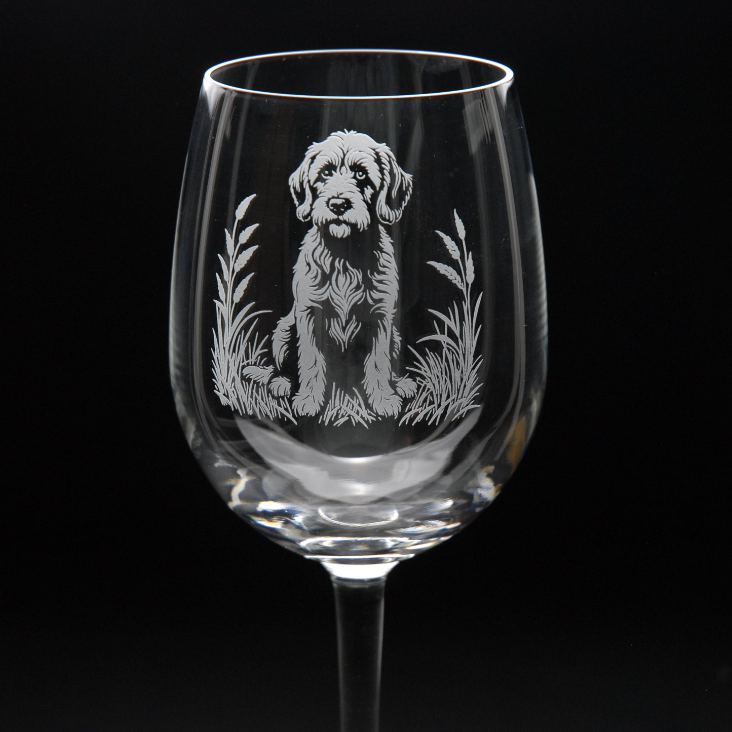 Cockapoo Dog Crystal Wine Glass - Hand Etched/Engraved Gift