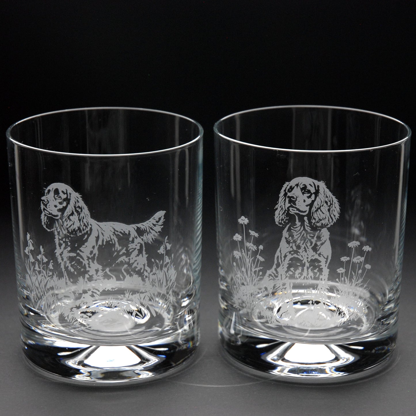 Cocker Spaniel Dog Whiskey Tumbler Glass - Hand Etched/Engraved Gift