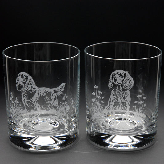 Cocker Spaniel Dog Whiskey Tumbler Glass - Hand Etched/Engraved Gift