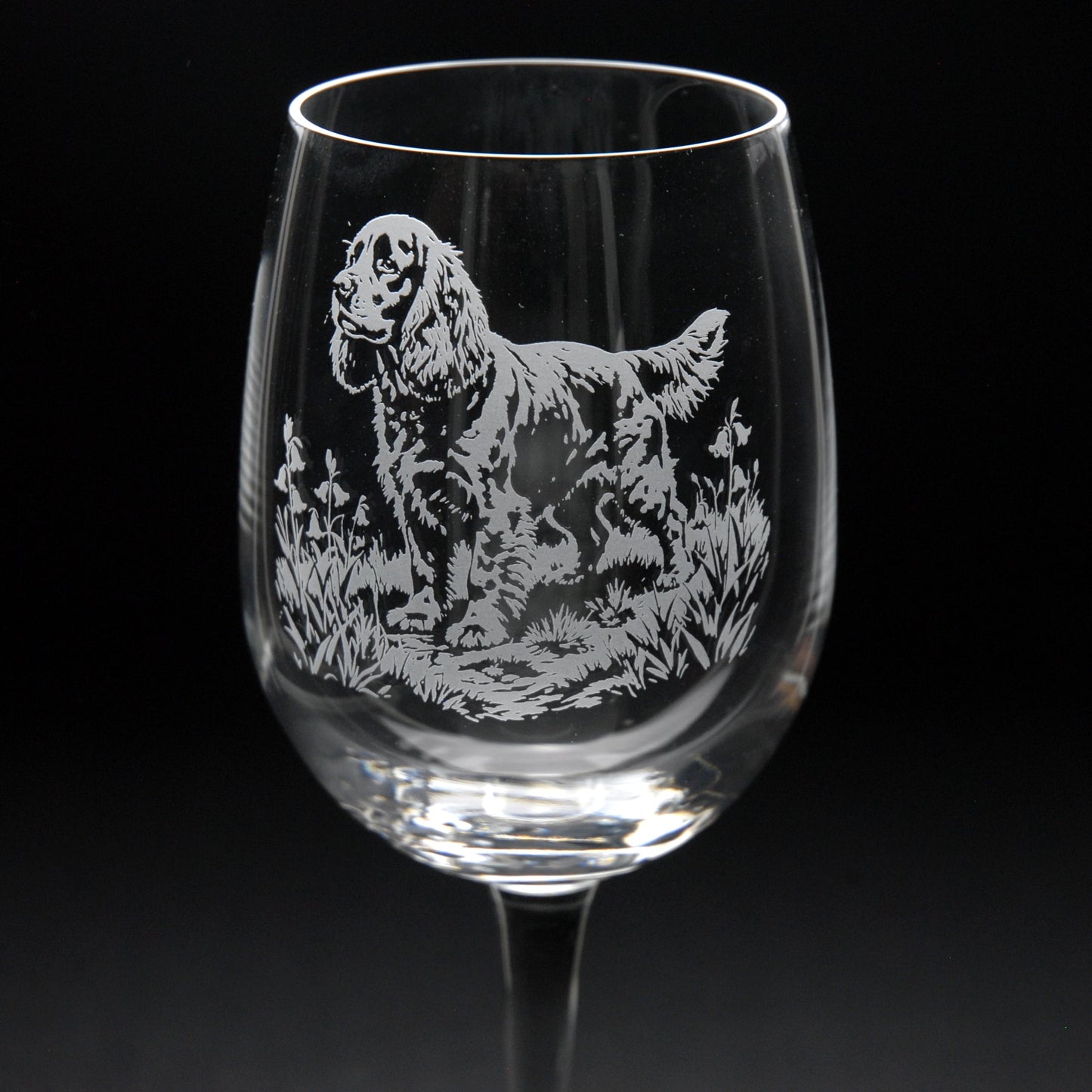 Cocker Spaniel Dog Crystal Wine Glass - Hand Etched/Engraved Gift