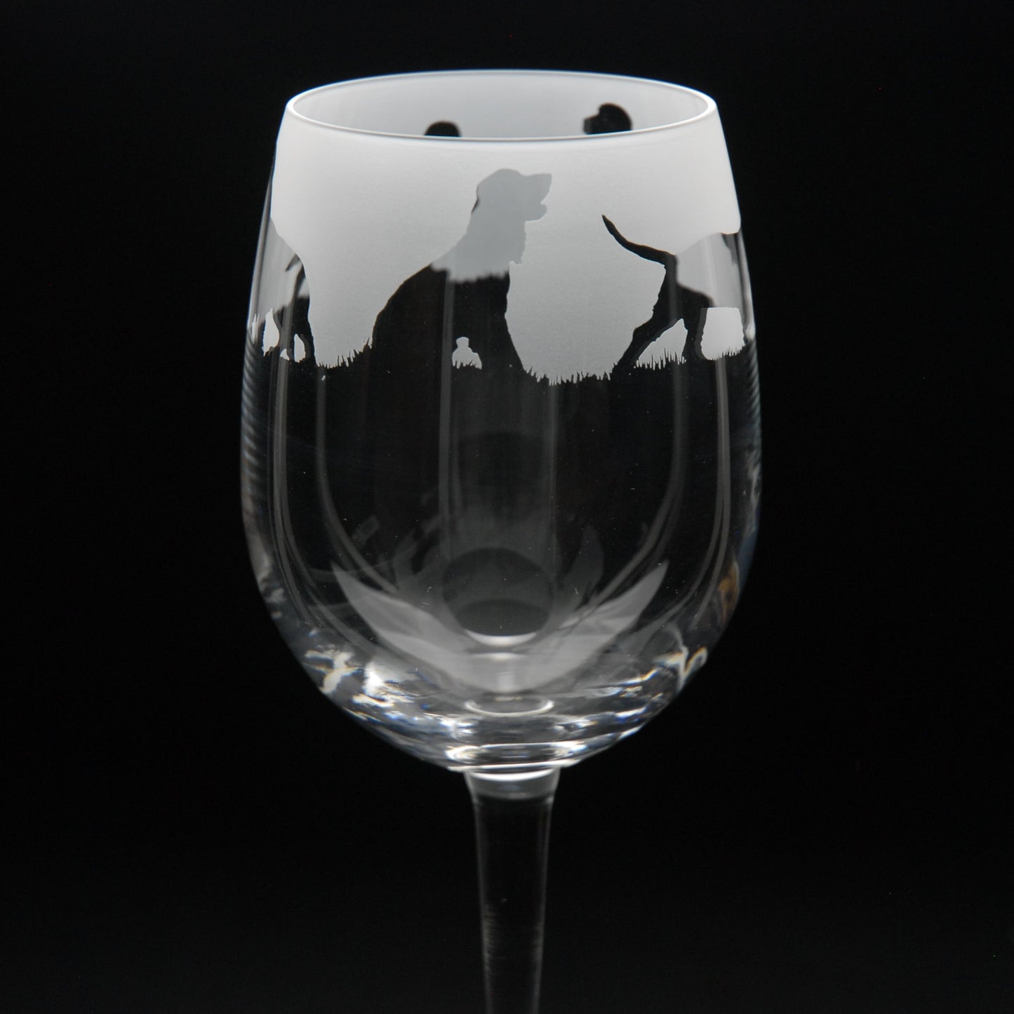 Cocker Spaniel Dog Crystal Wine Glass - Hand Etched/Engraved Gift