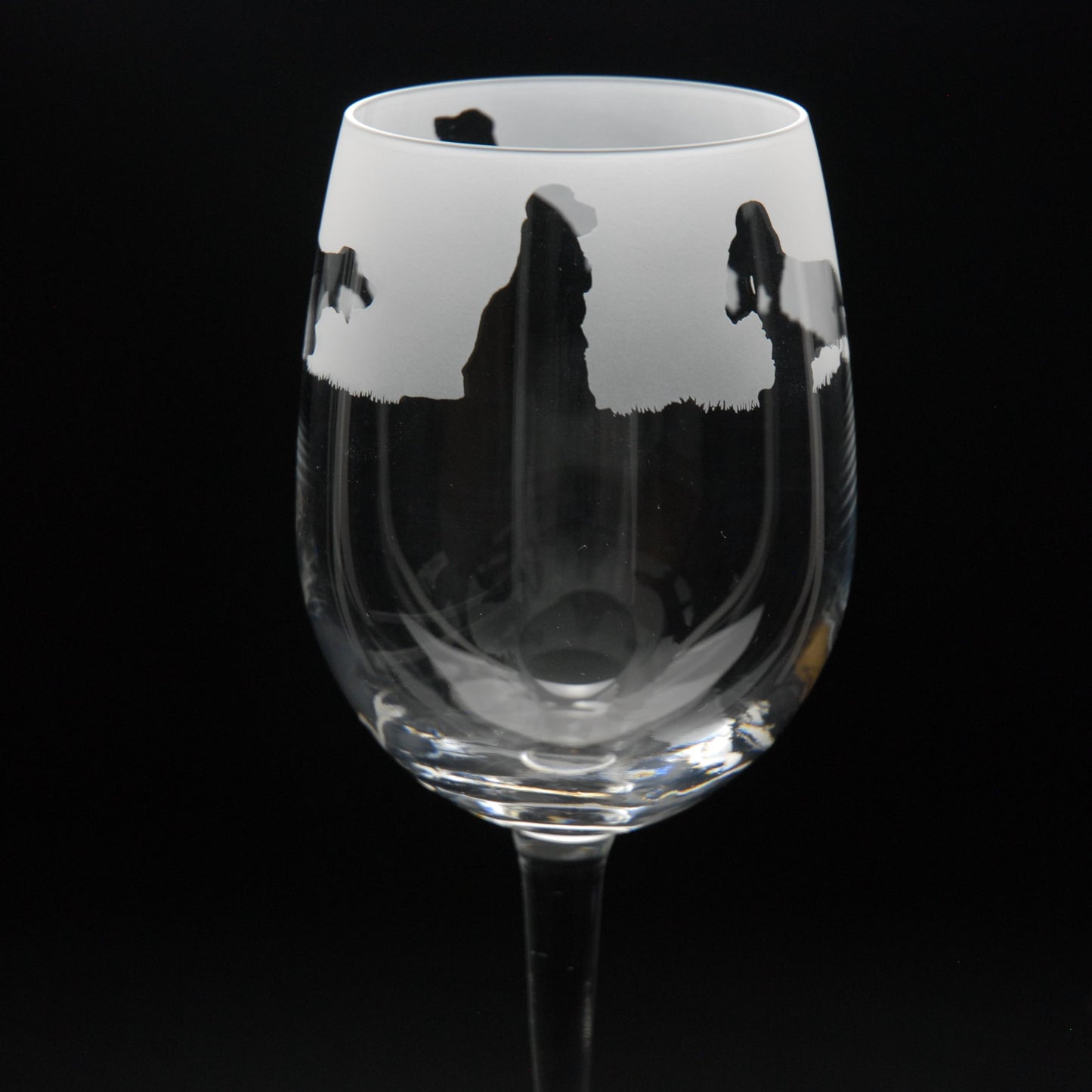 Cocker Spaniel Dog Crystal Wine Glass - Hand Etched/Engraved Gift