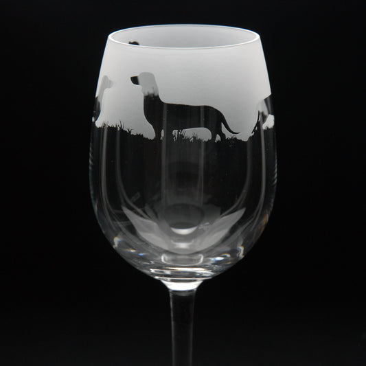 Dachshund Dog Crystal Wine Glass - Hand Etched/Engraved Gift