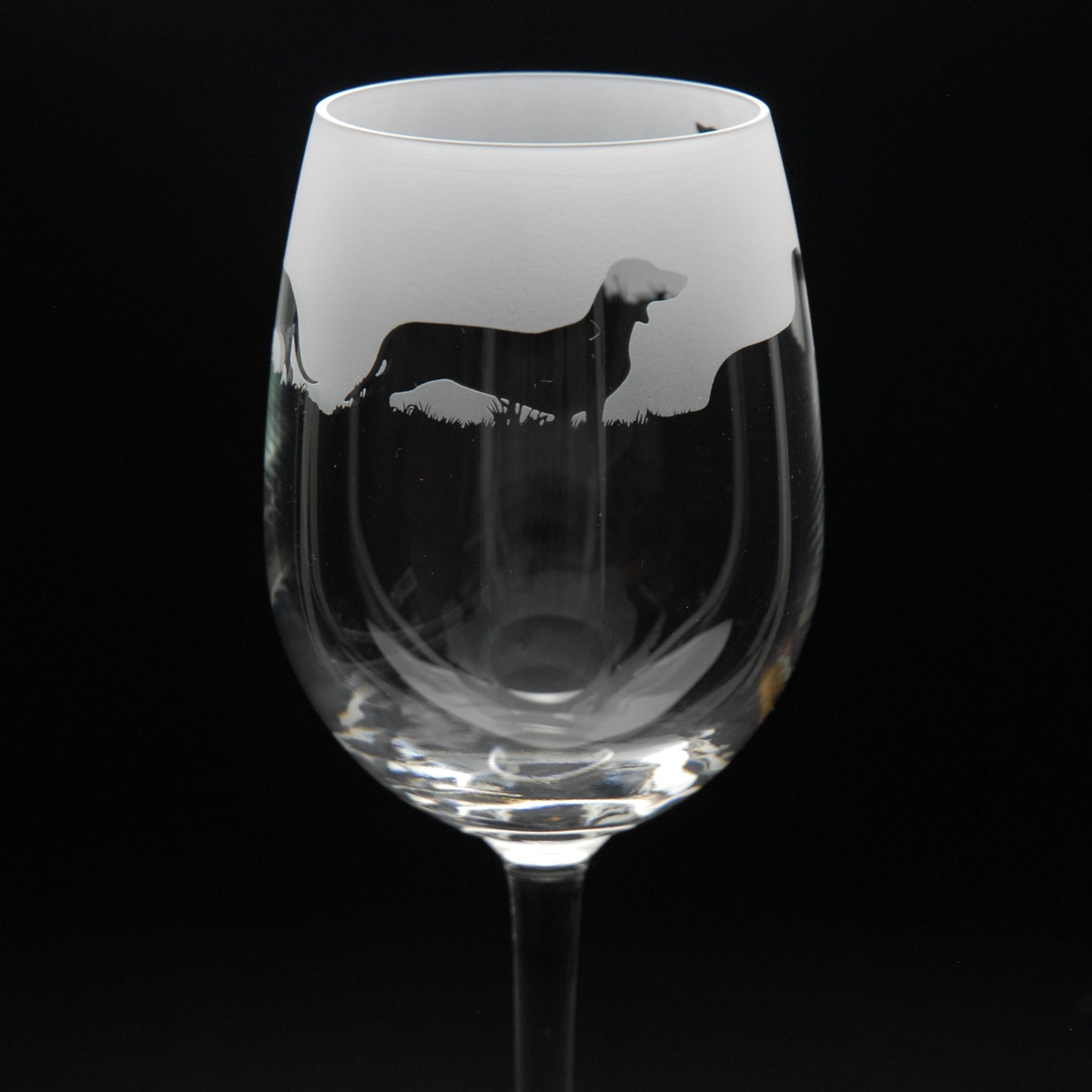 Dachshund Dog Crystal Wine Glass - Hand Etched/Engraved Gift