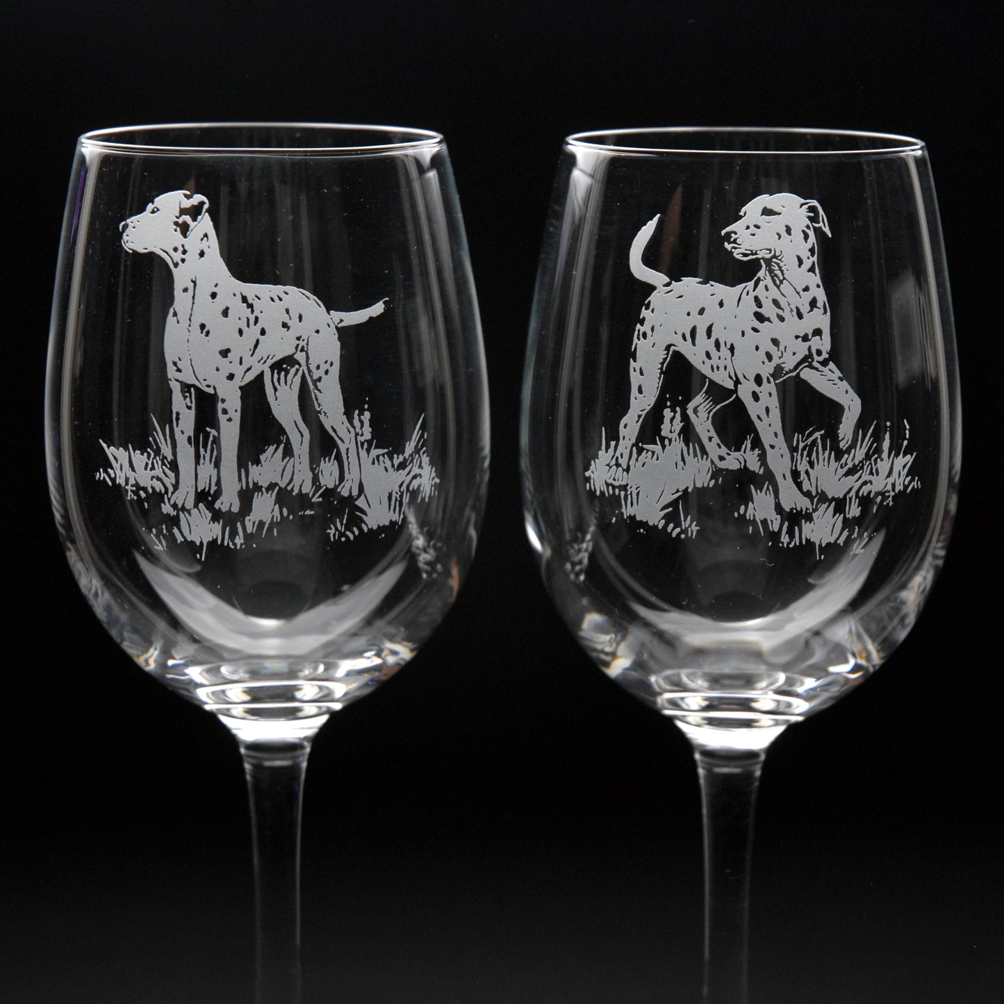 Dalmatian Dog Crystal Wine Glass - Hand Etched/Engraved Gift