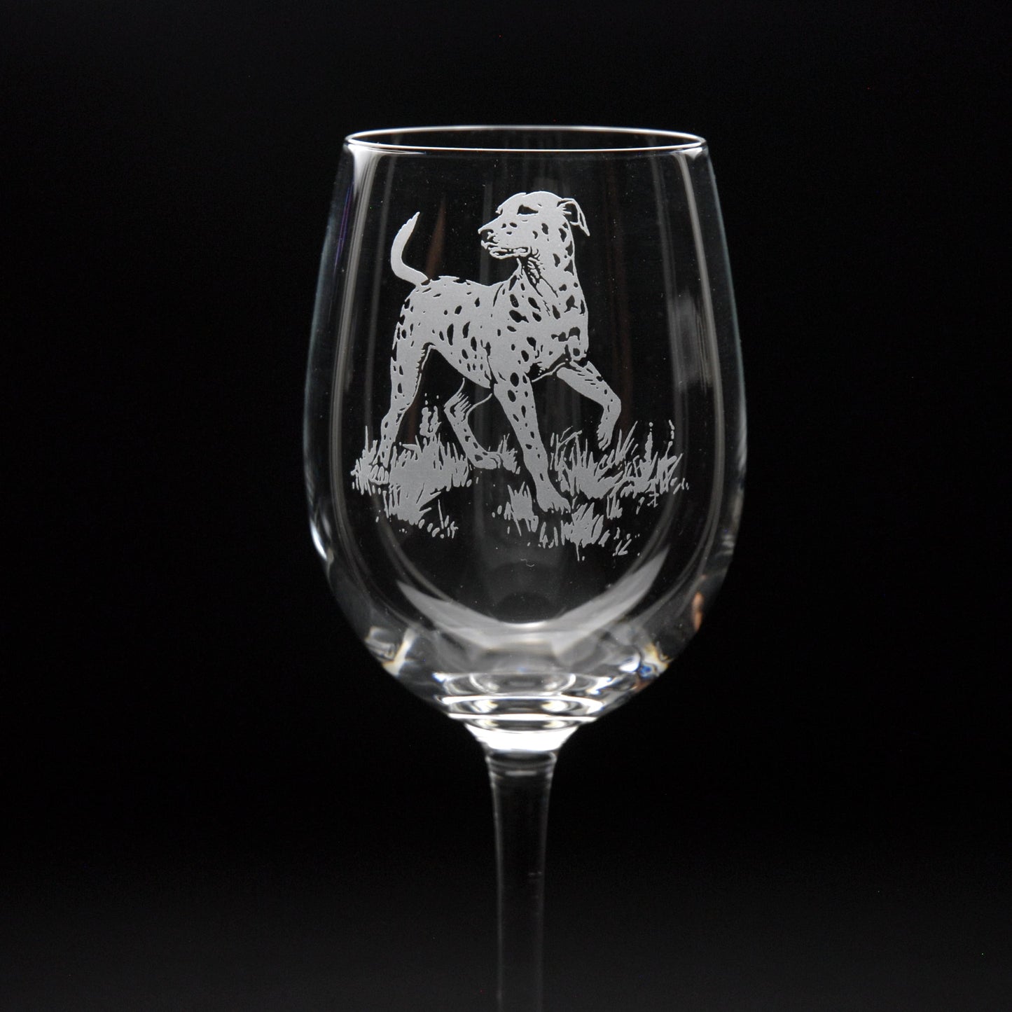 Dalmatian Dog Crystal Wine Glass - Hand Etched/Engraved Gift