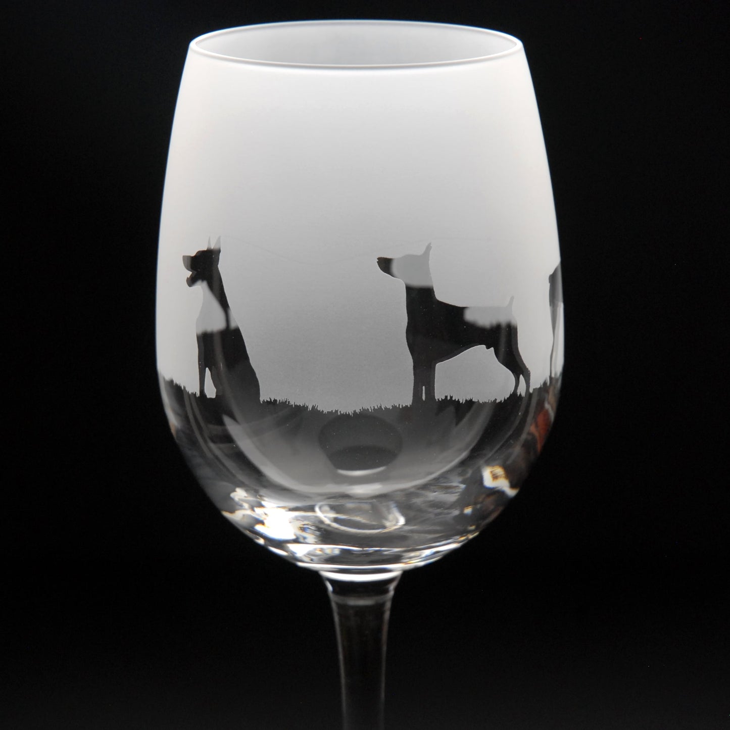 Dobermann Dog Crystal Wine Glass - Hand Etched/Engraved Gift