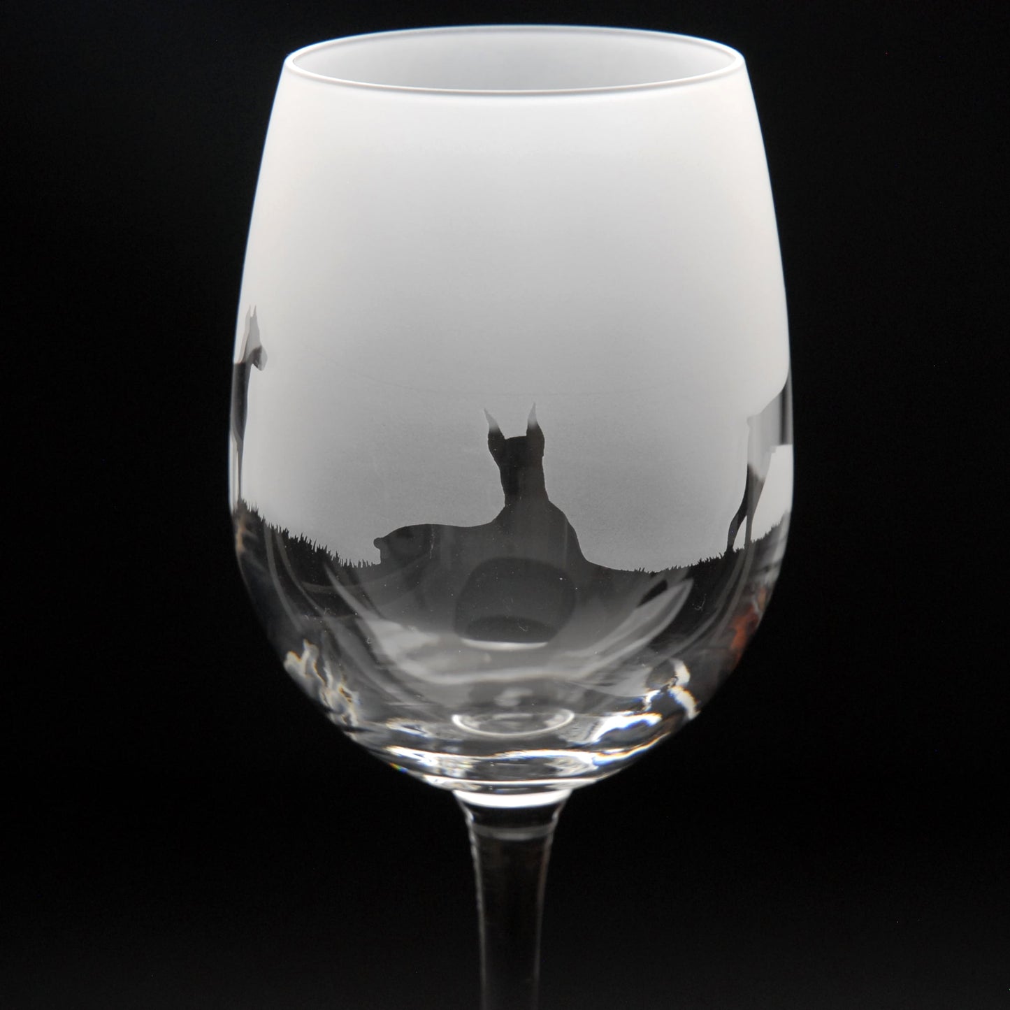 Dobermann Dog Crystal Wine Glass - Hand Etched/Engraved Gift