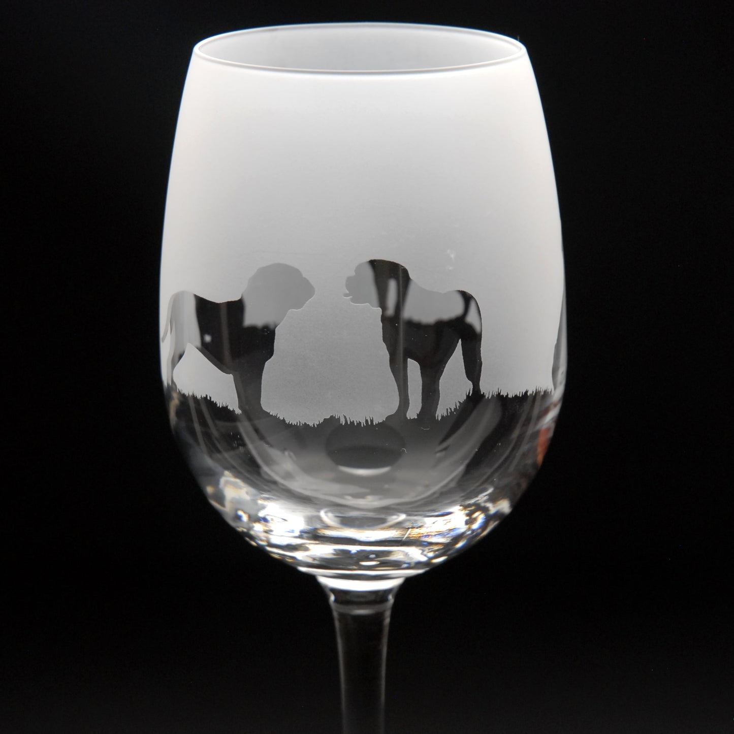Dogue de Bordeaux Dog Crystal Wine Glass - Hand Etched/Engraved Gift