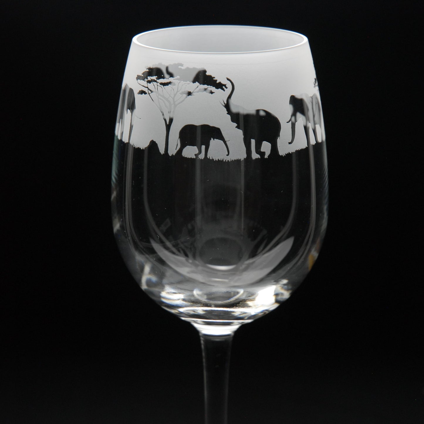 Elephant Crystal Wine Glass - Hand Etched/Engraved Gift