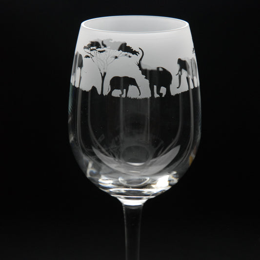 Elephant Crystal Wine Glass - Hand Etched/Engraved Gift