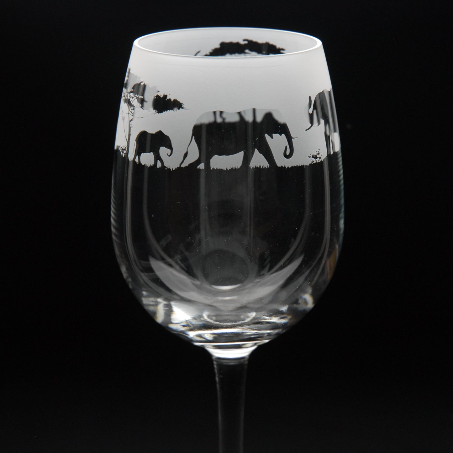 Elephant Crystal Wine Glass - Hand Etched/Engraved Gift