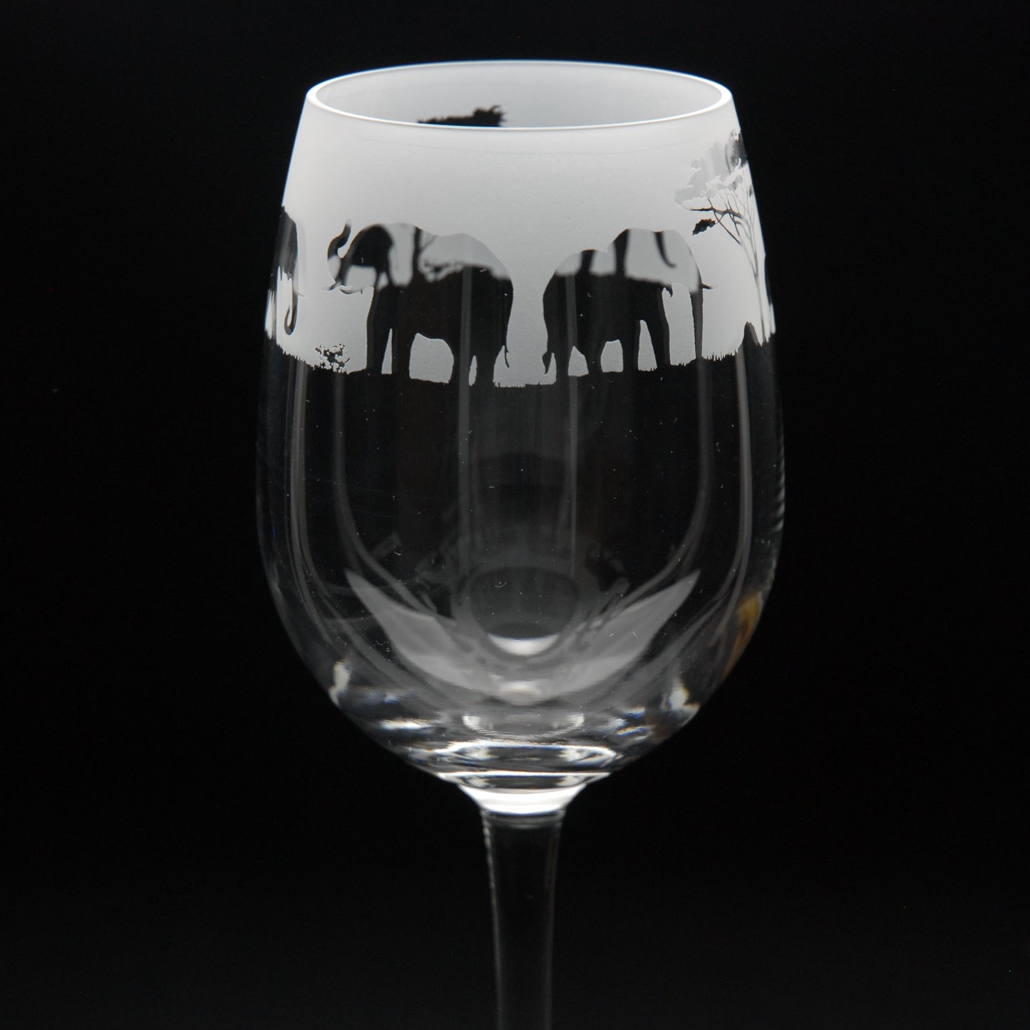 Elephant Crystal Wine Glass - Hand Etched/Engraved Gift