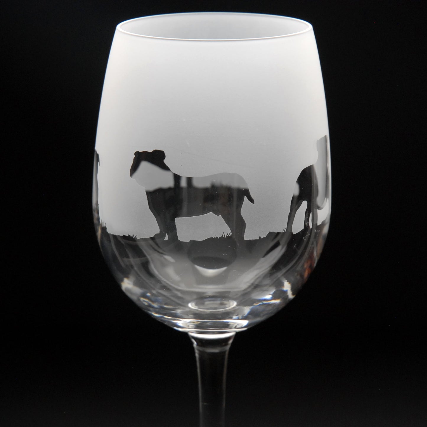 English Bulldog Dog Crystal Wine Glass - Hand Etched/Engraved Gift