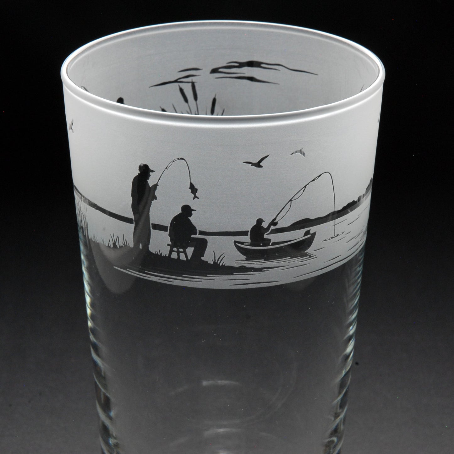Fishing Pint Glass - Hand Etched/Engraved Gift