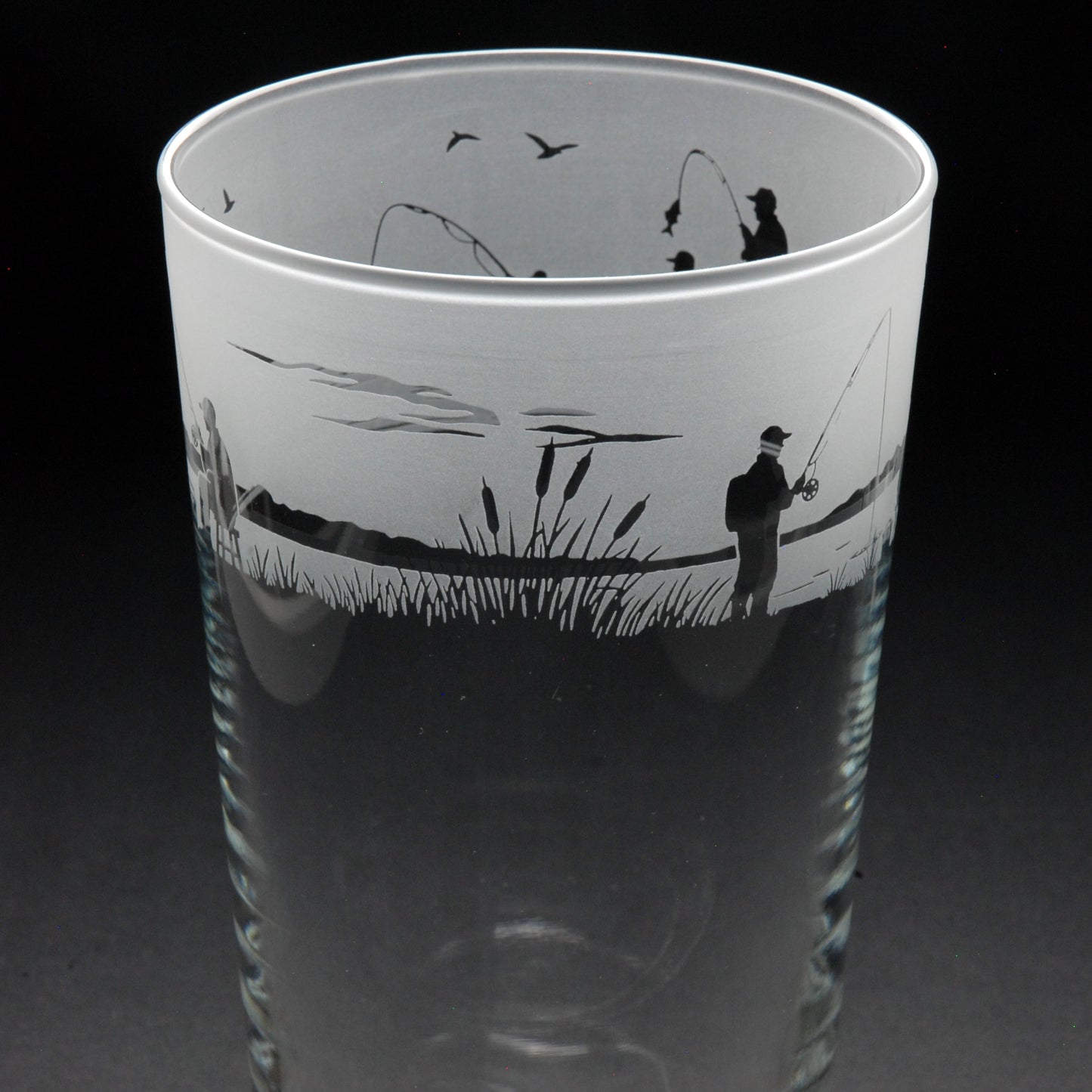 Fishing Pint Glass - Hand Etched/Engraved Gift