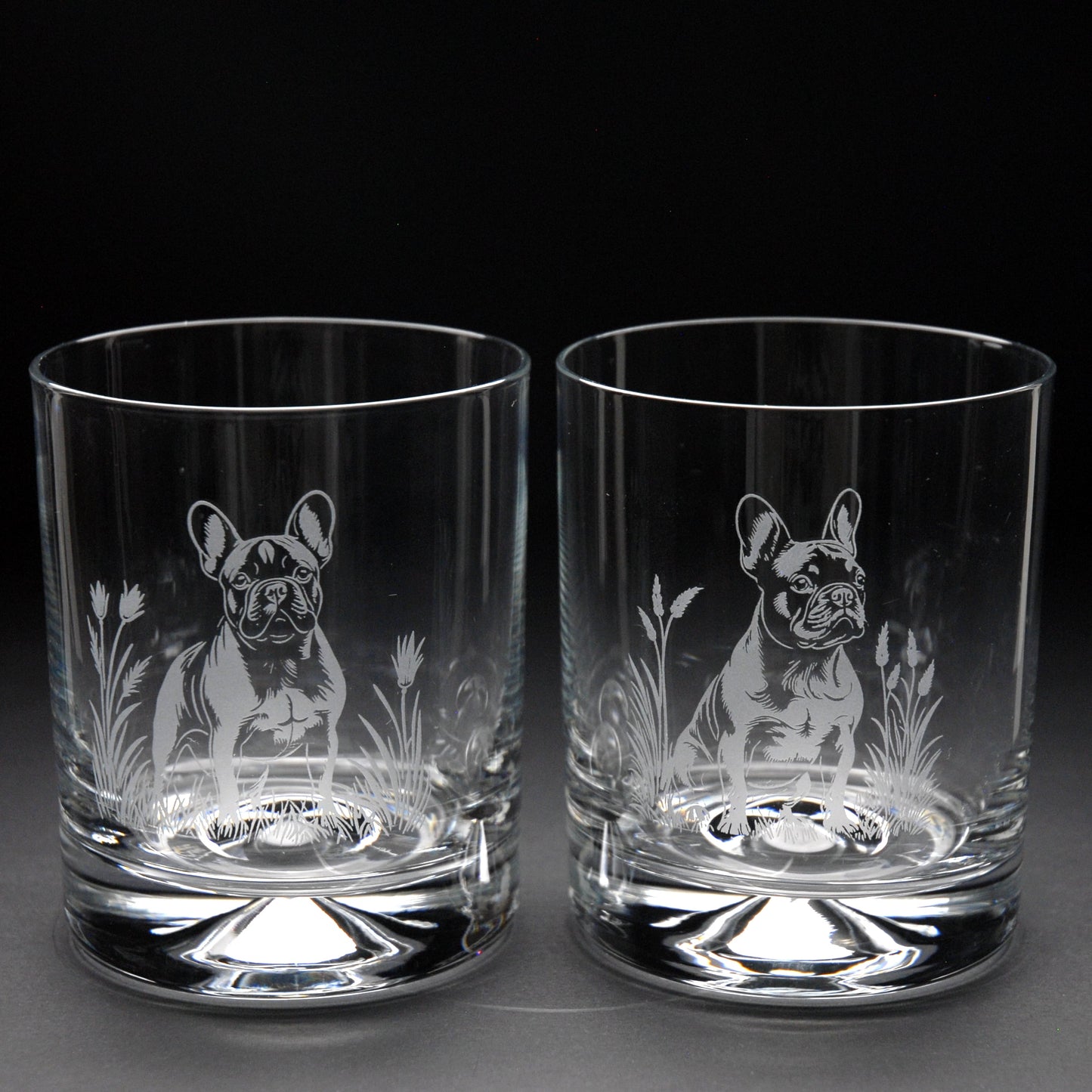 French Bulldog Dog Whiskey Tumbler Glass - Hand Etched/Engraved Gift