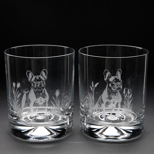 French Bulldog Dog Whiskey Tumbler Glass - Hand Etched/Engraved Gift