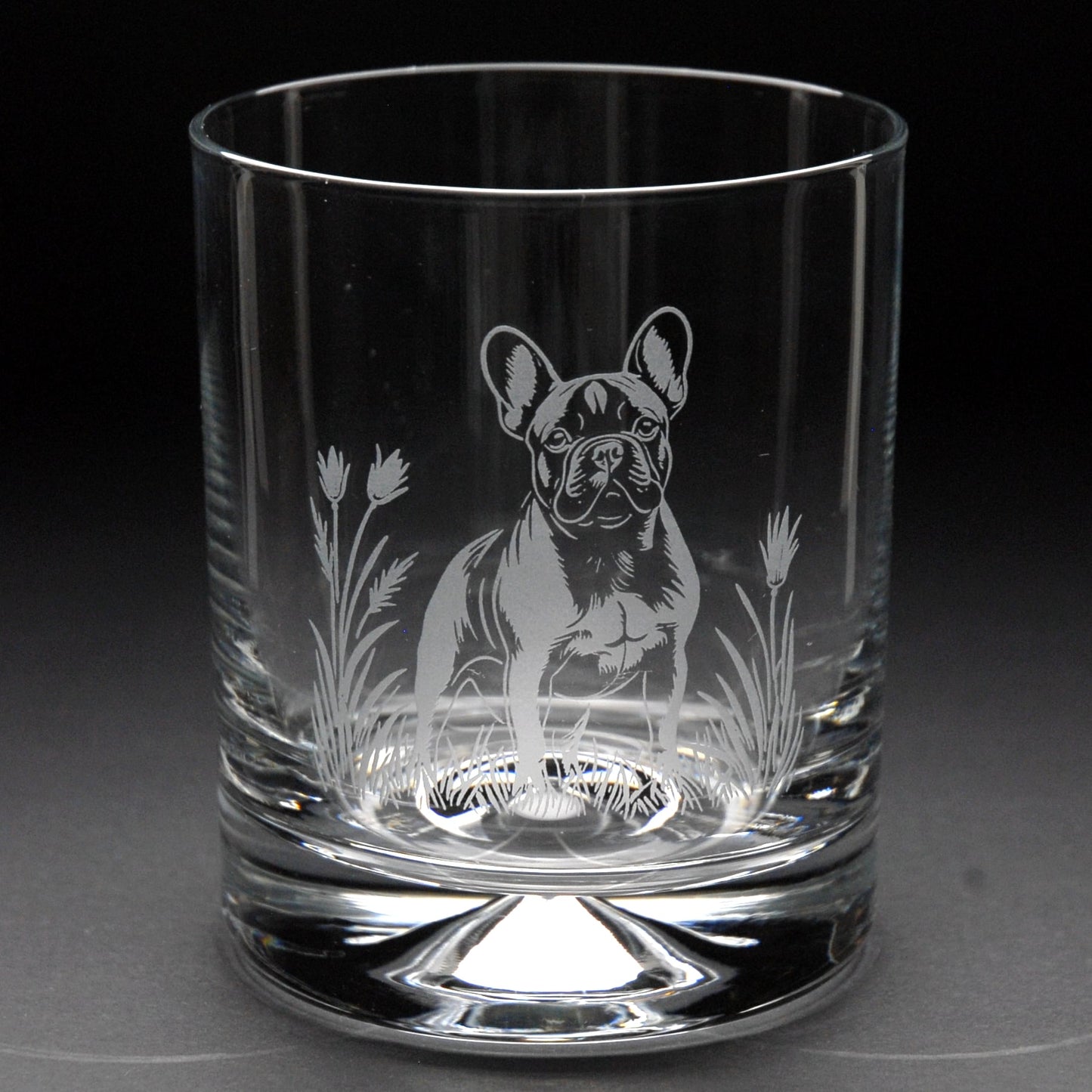 French Bulldog Dog Whiskey Tumbler Glass - Hand Etched/Engraved Gift
